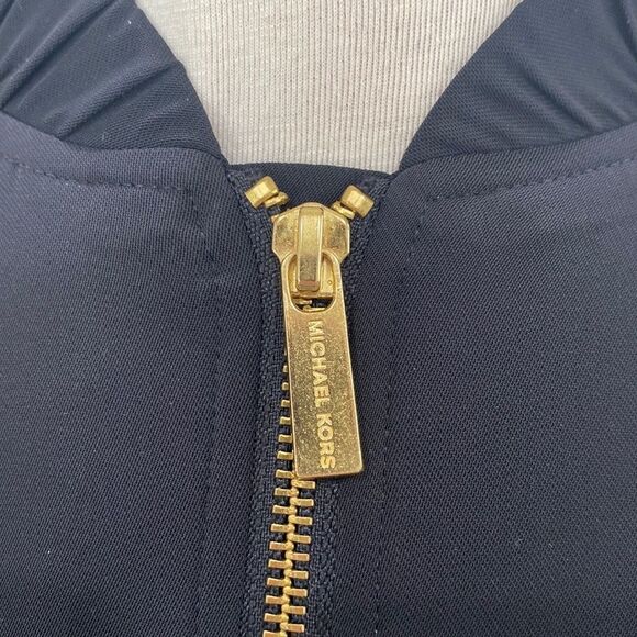 Michael Kors black red stripe elastic waist collar sleeves length 19 inches - Picture 4 of 7